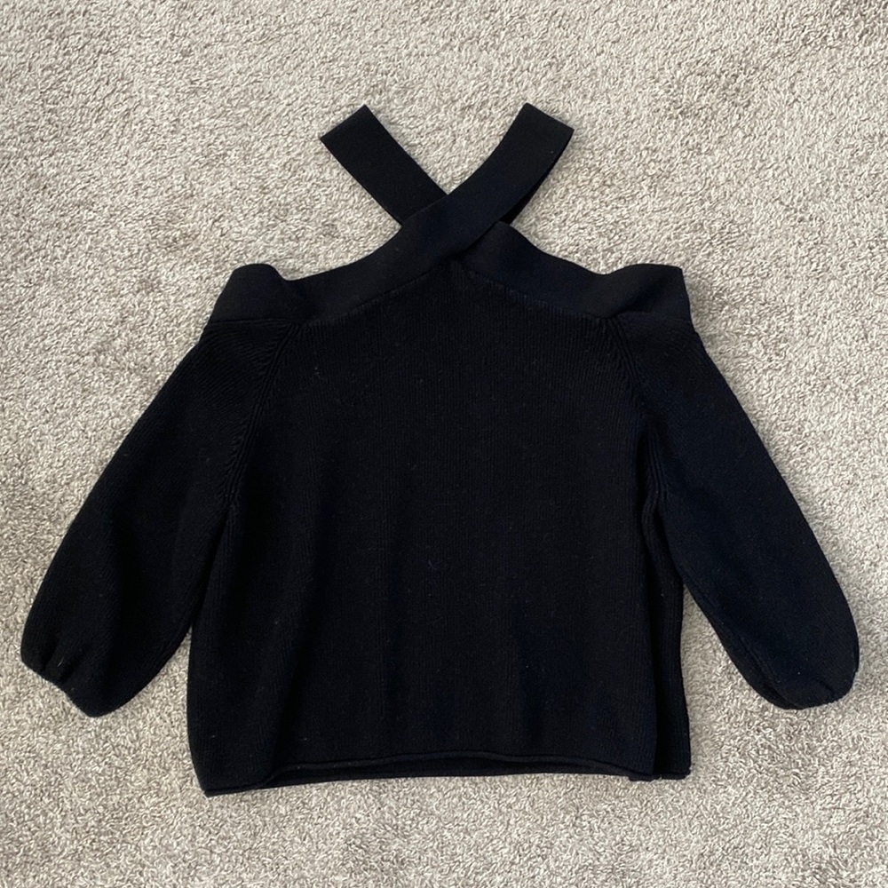 Zara cross neck cold shoulder sweater